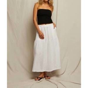 perfectwhitetee White Tiered Midi Skirt